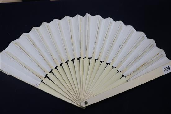 A French brise fan, A Chinese paper fan and 2 others